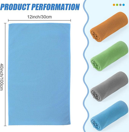 4 Pack Cooling Towel for Neck and Face,Sports Yoga Gym Hiking Tennis Outdoor Riding Workout Sweat Ice Towel (Multicolor-01)