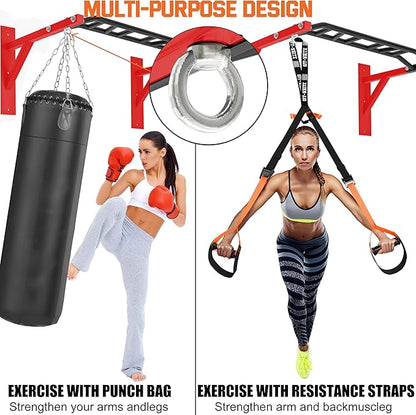 Upgrade Pull Up Bar Wall Mounted,Heavy Duty Multi Grip Chin Up Bar for Strength Training, 600 lbs Capacity, Durable Steel Construction, Perfect for Home and Garage Workouts