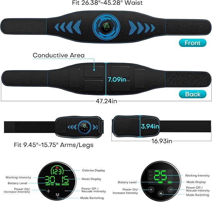 EMS Muscle Stimulator, Electronic ABS Stimulator Muscle Toner Trainer for Abdominal/Arms/Legs, FDA Cleared Ab Fitness Strength Training Workout Equipment for Men and Women