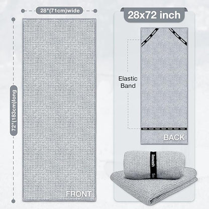 Hot Yoga Towel,Microfiber Yoga Mat Towels Non Slip for Hot Yoga Absorbent Microfiber Sweat Anti-Slip Cover,Bikram,Pilates,Exercise,Fitness 24 inch X 72 inch Grey 2 Pack