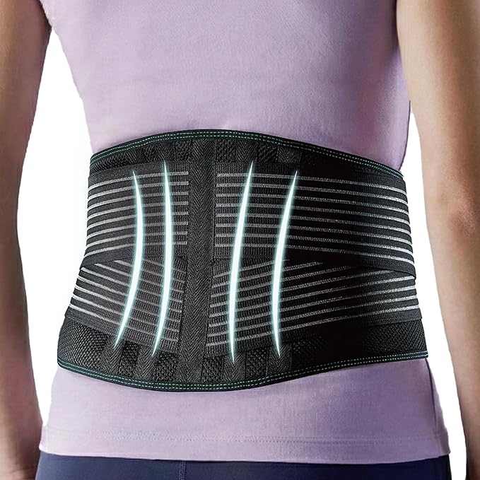 OPPO RW501 Breathable Back Support Belt - Back Stabilizer with Flexible Stays - Relief for Lower Back Pain, Herniated Disc, Sciatica, Scoliosis and Heavy Lifting Work (Black, S/M)