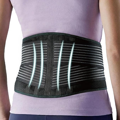 OPPO RW501 Breathable Back Support Belt - Back Stabilizer with Flexible Stays - Relief for Lower Back Pain, Herniated Disc, Sciatica, Scoliosis and Heavy Lifting Work (Black, S/M)