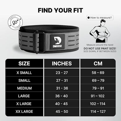 DMoose Weight Lifting Belt - Auto Locking Gym Belt for Olympic Training, WOD, Cross Training for Men and Women - 4" Nylon Workout belt with Adjustable Buckle - Provides Lumbar Support and Stability
