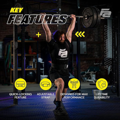 Fit Active Sports Self Locking Weight Lifting Belt | Premium Weightlifting Belt for Cross Training, Fast Locking Release Mechanism for Fitness and Power Lifting - Weightlifting Back Support for Men and Women