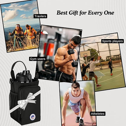 Magnetic Gym Bag and Bottle Bag, Magnatic Sport Bag For Men and Women Sling Gym Baag Travel Work with Water Bottle Holder, Phone Pockets Magnetic Attachment, Water Bottl Carrier Holder