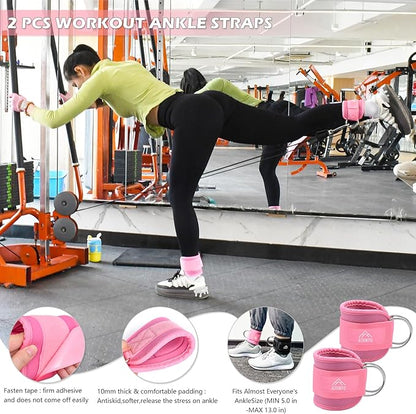 ATENTO 10Pcs Barbell Pad Set with Weight Lifting Belt, Thick Cushion Hip Thrust Pad for Bench Press, Lunges, Workout, Leg Exercise, Squat Bar Pad for Relief Pressure from Neck & Shoulder for Smith machine & Olympic Bars, with 2 Gym Ankle Straps, Hip Re...