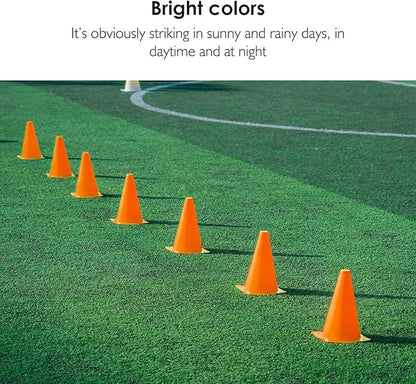 REEHUT 7.5 Inch Plastic Sport Training Traffic Cone (Set of 12, Orange)