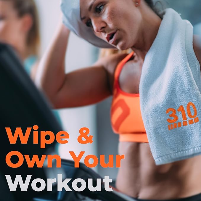310 Nutrition Sports Gym Towel - 100% Terry Cotton Sweat Towel for Men & Women - Soft, Absorbent, Quick-Dry Fitness for Gym, Yoga, Travel, Sports & Outdoor Workouts