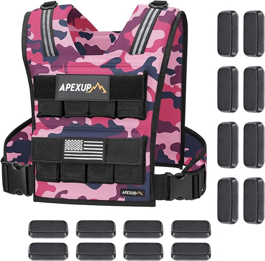 APEXUP Adjustable Weighted Vest Men 20lbs/30lbs/40lbs Weights with Reflective Stripe, Weight Vest Woman Workout Vest for Strength Training Running Walking