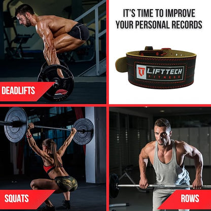 Lift Tech Fitness 4'' Weight Lifting Belt - Leather Workout Belt for Men & Women - Gym Belt for Deadlift, Squat, Powerlifting, Weights, Strength training - 4''PRO Leather Belt for Weightlifting