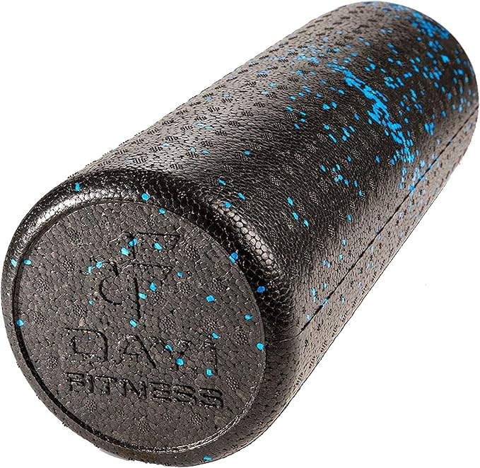 Day 1 Fitness High Density Muscle Foam Rollers - Sports Massage Rollers for Stretching, Physical Therapy, Deep Tissue, Myofascial Release - Ideal for Exercise and Pain Relief - Speckled Blue, 18”