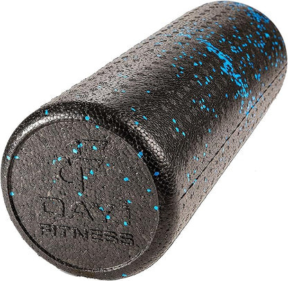 Day 1 Fitness High Density Muscle Foam Rollers - Sports Massage Rollers for Stretching, Physical Therapy, Deep Tissue, Myofascial Release - Ideal for Exercise and Pain Relief - Speckled Blue, 18”