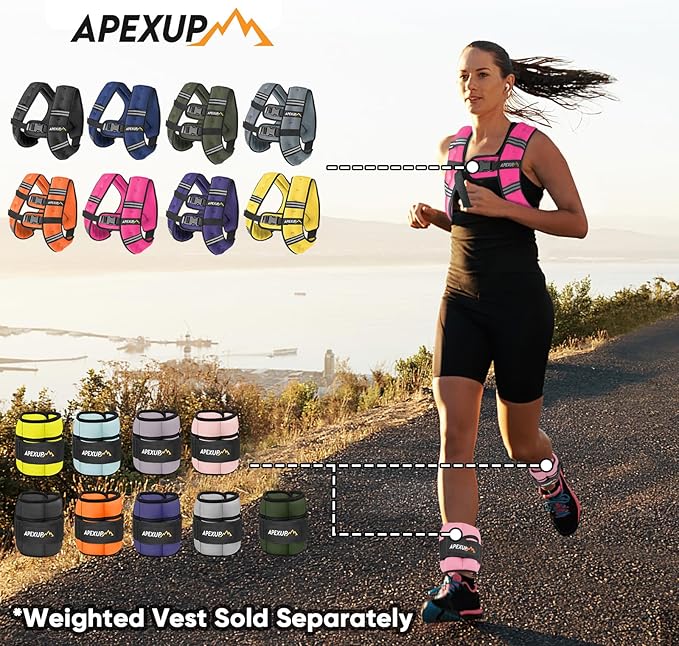 APEXUP 10lbs/Pair Adjustable Ankle Weights for Women and Men, Modularized Leg Weight Straps for Yoga, Walking, Running, Aerobics, Gym, Physical Therapy