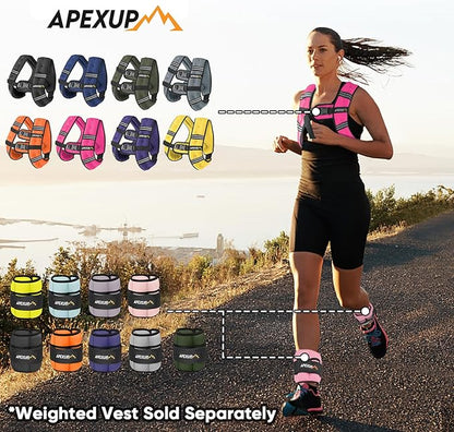 APEXUP 10lbs/Pair Adjustable Ankle Weights for Women and Men, Modularized Leg Weight Straps for Yoga, Walking, Running, Aerobics, Gym, Physical Therapy