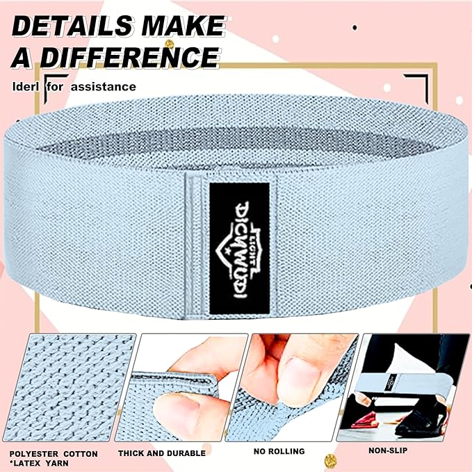 Yoga Mat Thick, 6 Fabric Resistance Bands, 2 Pack Yoga Blocks, Home Workout Equipment Essentials Starter Kit for Beginners Full Body Toning