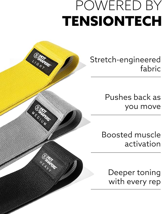 Hot Shapers Resistance Bands for Working Out – Exercise Bands Resistance Set for Women & Men – Home Gym Equipment for Strength Training, Stretching, Physical Therapy, Glutes & Full-Body Workouts