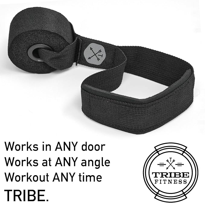 TRIBE Resistance Bands Accessories Equipment System for Home Gym, Exercise, Workout, Tube Bands & Cable Machines. Premium Ankle Straps, Door Anchor & Cushioned Handles. Heavy Duty Handle & Attachments