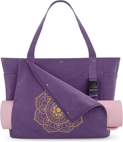 Gonex Yoga Mat Bag, Yoga Gym Bag Tote Bag with Multi Pockets For Women Men, Canvas Yoga Mat Carrier Take in Out Mat Easily For Pilates Travel Workout Office