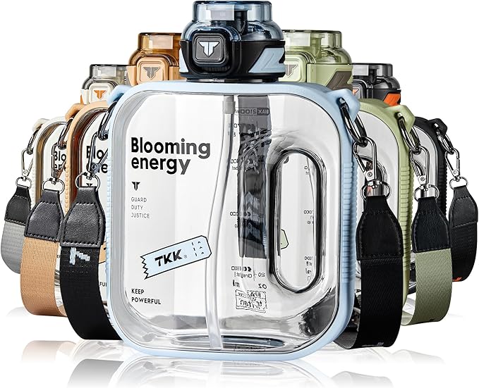 TKK 50oz Half Gallon Hydration Jug with Straw - BPA Free Tritan, Dishwasher Safe Large Capacity Plastic Water Bottle for Gym,Yoga,Travel,Camping & Outdoor