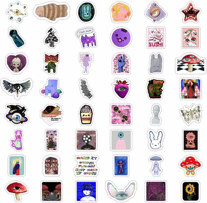 BulbaCraft 100Pcs Weirdcore Stickers, Weird Stickers for Adults, Weird Gifts, Psychedelic Decals, Trippy Decals, Weirdcore Accessories, Gifts for Women & Men