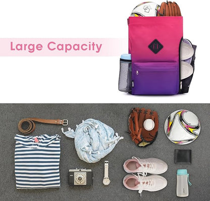WANDF Drawstring Backpack Sports Gym Bag with Shoes Compartment, Water-Resistant String Backpack Cinch for Women Men (Small,Rose Gradient)
