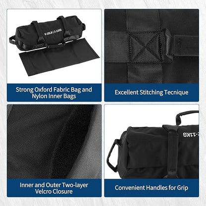 GarveeLife Workout Sandbag Unfilled - 5-200 LBS Heavy Duty Fitness Sandbag for Strength Training, Core & Full-Body Exercises | Adjustable Weight Home Gym