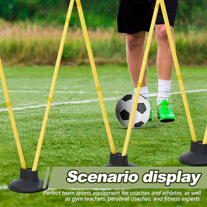 Wenqik 12 Pcs Soccer Agility Poles Set with 6 Training Poles Soccer Bases Detachable Speed Pole Highly Visible Yellow Sports and Agility Training Equipment Slalom Poles to Improve Balance Quickness