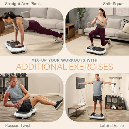 Lifepro Waver Vibration Plate Exercise Machine for Lymphatic Drainage, Muscle Activation, Full-Body Workout Vibrating Platform with Loop Bands, Fitness Equipment for Strength Toning & Fat Loss