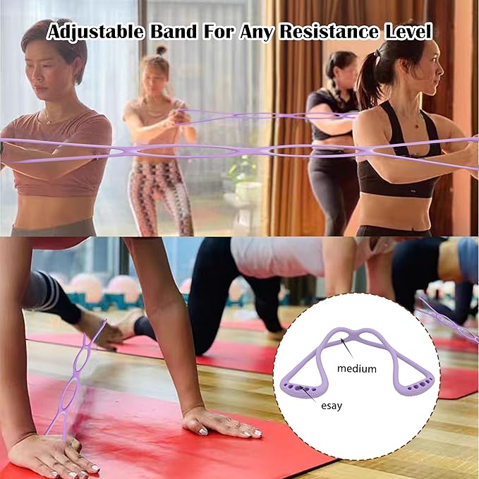 4 Ring Adjustable Loop Resistance Bands for Working Out Walk at Home，Workout Bands Exercise Stretch Band for Women&Men Fitness, Yoga, Pilates-Non-Slip, Home/Gym Use