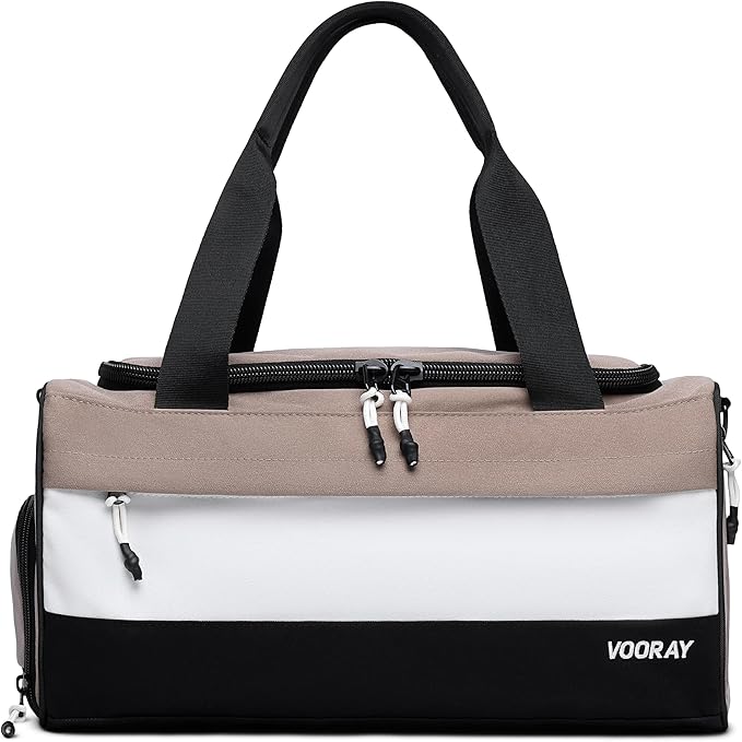 Vooray 23L Boost Duffel Bag – Small Travel & Sports Gym Bag for Women and Men with Shoe Pocket, Weekender for Overnight Football, Travel, Hospital Stays or Workout - Neutral Color Block