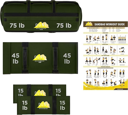 Sandbags for Working Out (Unfilled) - Enhance Your Fitness with Our Workout Sandbag, Versatile & Durable Sand Bags for Weight Training 15-75 lbs - Sandbags for Fitness Guide Included