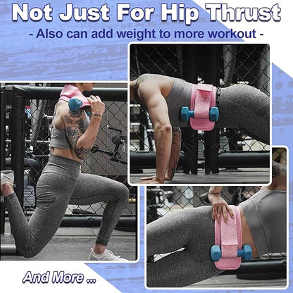 Hip Thrust Belt - Adjustable Fitness Belt for Dumbbells, Kettlebells, Plates - Support Up to 100 lbs - For Glute Workouts at Home Gym - Gifts Ideas for Women, Black
