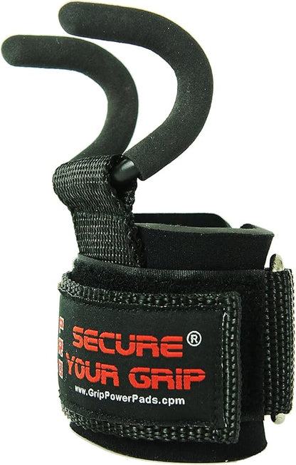Weight Lifting Rod Hooks Heavy Duty Wrist Wraps Power Weight Lifting Training Gym Grips Straps Set of 2