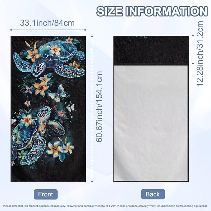 Bulopur Sea Turtle Car Seat Cover Towels Front Seats Boho Floral Sweating Car Seat Cover Highly Absorbent for Surfing Yoga Gym Workout Towel Blanket