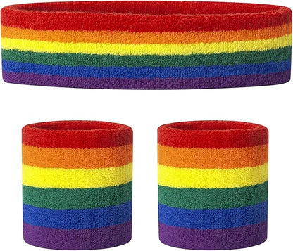 ONUPGO Sweatband Set Sports Headband Wristband Set Sweatbands Terry Cloth Wristband Wrist Sweatband Headbands Moisture Wicking Sweat Absorbing Head Band