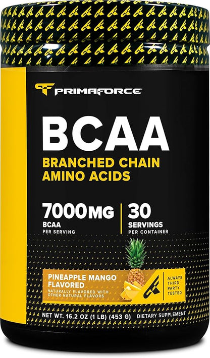 Primaforce BCAA Powder (Pineapple Mango) 30 Servings Per Container - 2:1:1 BCAAs, Post-Workout Recovery Drink with Amino Acids and Real Salt for Men & Women