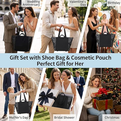 Tote Bag for Women, Lightweight Versatile Gym Travel Bags with Yoga Mat Strap, Wet Pocket, Shoe Bag & Cosmetic Pouch, Everyday Tote for Workout Fitness Pilates Swimming Work Stylish Handbag
