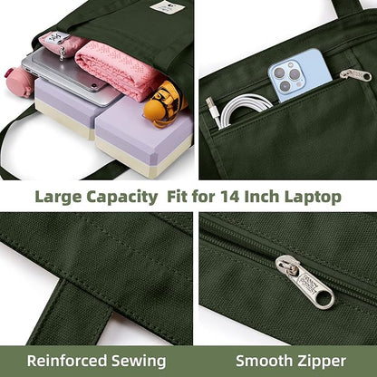 WLLWOO WLLWOO Yoga Bags for Women with Yoga Mats Bags Carrier Carryall Canvas Tote for Pilates Shoulder for Travel Office Beach Workout