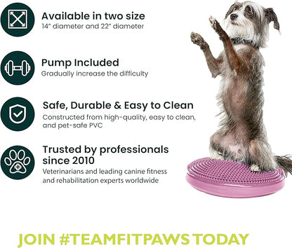 FitPAWS® Dog Balance Disc – 14”, Razzleberry | Dog Exercise Equipment | Workout Tool for Strength, Core, Stability & Rehabilitation