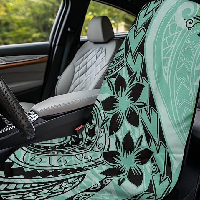 Bulopur Polynesia Tropical Frangipani Car Sweat Towel Seat Cover Washable Soft Turquoise Beach Towel for Women After Gym Yoga Poct Workout Outdoor Surfing Activities Removable Auto Accessories