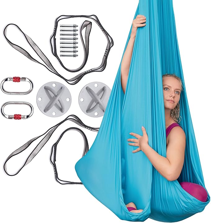 AyuHome Aerial Silks Kit for Home - Premium Yoga Swing for Kids and Adults with 660 lbs Capacity - Versatile Aerial Yoga Hammock for Gymnastics Training