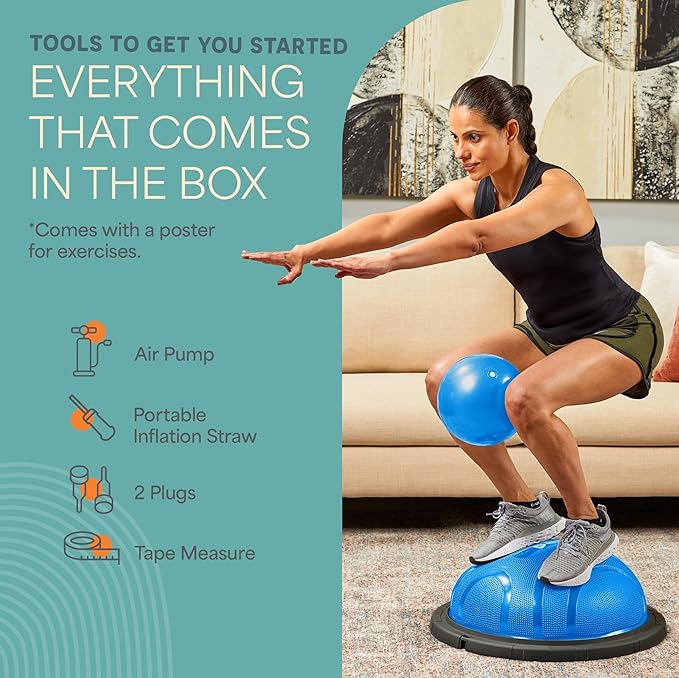 Lifepro Half Balance Ball Trainer - Stability Ball for Exercise, Full-Body Workouts, Home Gym, and Physical Therapy - Horizon Balance Ball Half Non-Slip Equipment for Balance Training