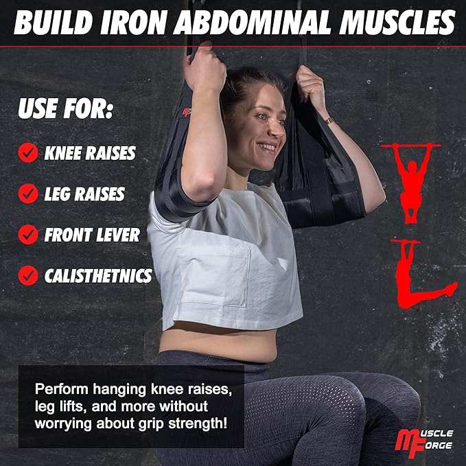 Hanging Ab Straps for Pull Up Bar - Professional Ab Straps & Hanging Abdominal Slings - Training Equipment with Bar Attachment (Pair)