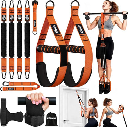 Upgraded Pull Up Assistance Bands for Women, Heavy Duty Resistance Bands with Handles, Exercise Band with Door Anchor, Workout Band Set for Pull Up Bar, Full Body Sculpting,Muscle Training, Home Gym