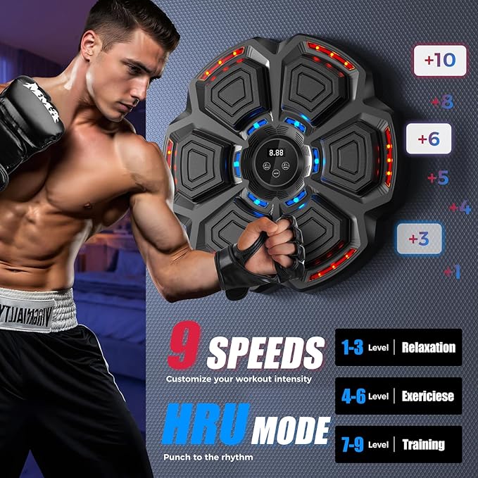 Music Boxing Machine for Adults Kids,Smart Boxing Pad Training Machine,Wall Target Punching Workout for Kids,Reflex Training Suitable for Home,Office,Gym,Fun Fitness Equipment