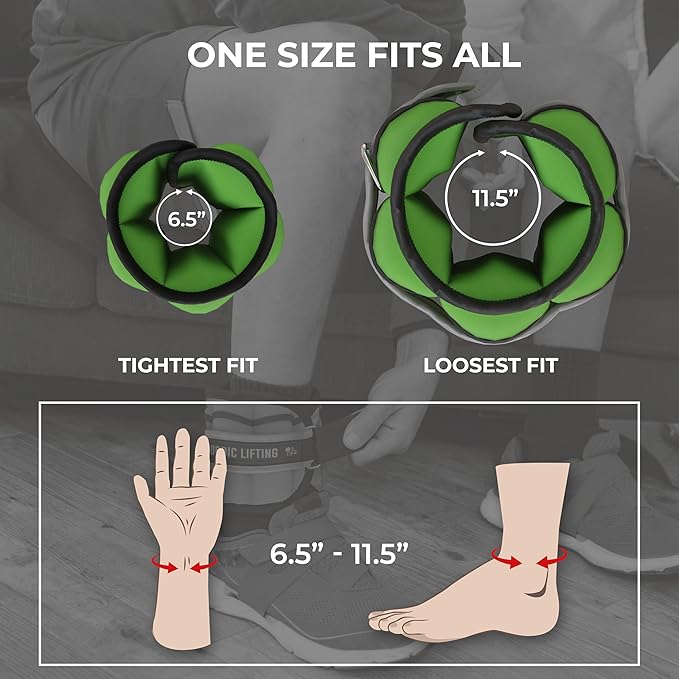 Nordic Lifting Adjustable Ankle Weights for Women & Men – 1 Pair (2–10 lbs) Wrist, Arm & Leg Weights for Gym, Yoga & Home Workouts – Secure Fit Strap Design – Durable Fitness Training Equipment