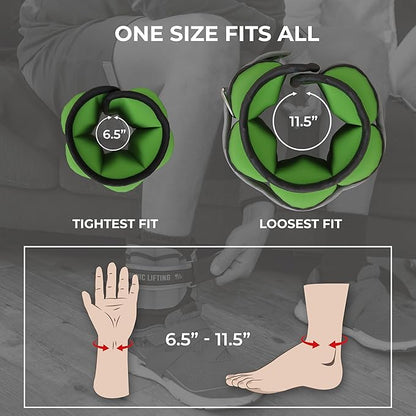 Nordic Lifting Adjustable Ankle Weights for Women & Men – 1 Pair (2–10 lbs) Wrist, Arm & Leg Weights for Gym, Yoga & Home Workouts – Secure Fit Strap Design – Durable Fitness Training Equipment