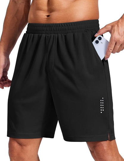 COOFANDY Mens Gym Athletic Shorts with Zipper Pockets Quick Dry 7" Workout Running Training Shorts