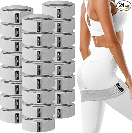24 Pcs Fabric Resistance Bands for Working Out Strength Exercise Bands for Women Men Resistance Loop for Legs and Butt, Yoga, Pilates, Rehab, Fitness and Home