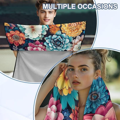 Bulopur Dahlia Floral Sweat Seat Covers for Cars Boho Auto Accessories for Women Girly Athletic Running Towel Car Seat Cover After Gym Surfing Yoga Workout